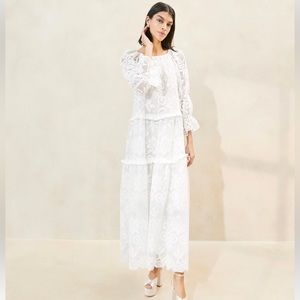 Loeffler Randall Antoinette White Tiered Lace Dress